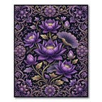 Deep Purple Lotus Floral Scroll Rug