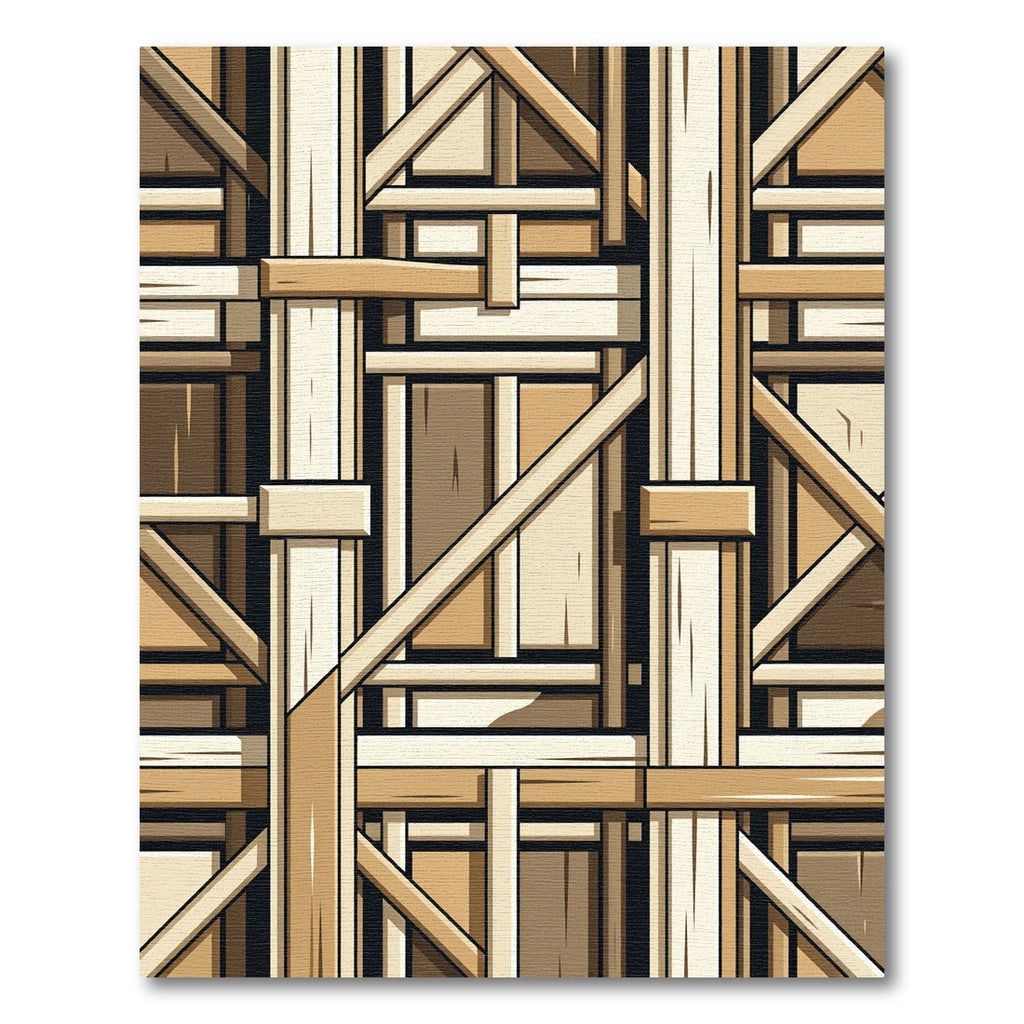Abstract Wood Grain Geometric Framing Rug