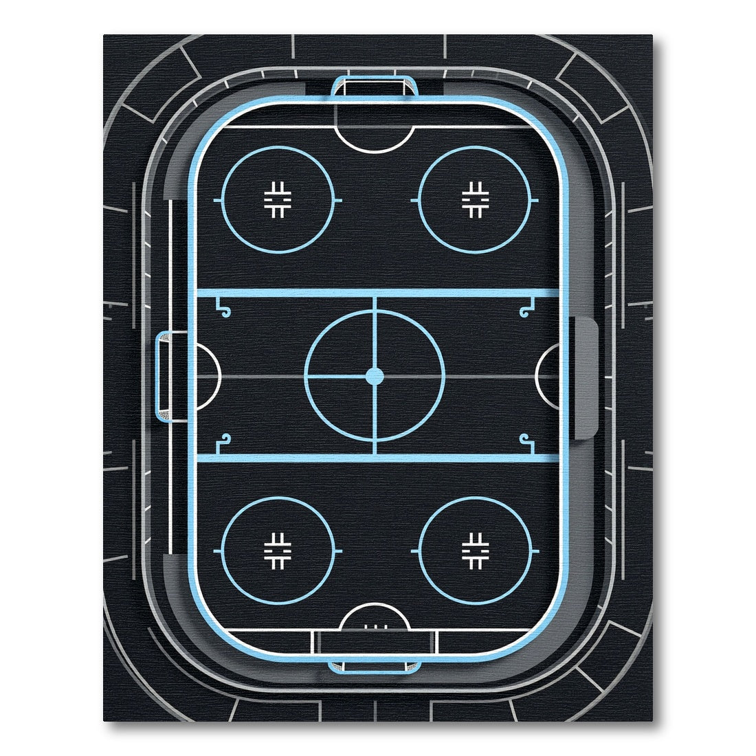 Modern Neon Hockey Rink Graphic Rug