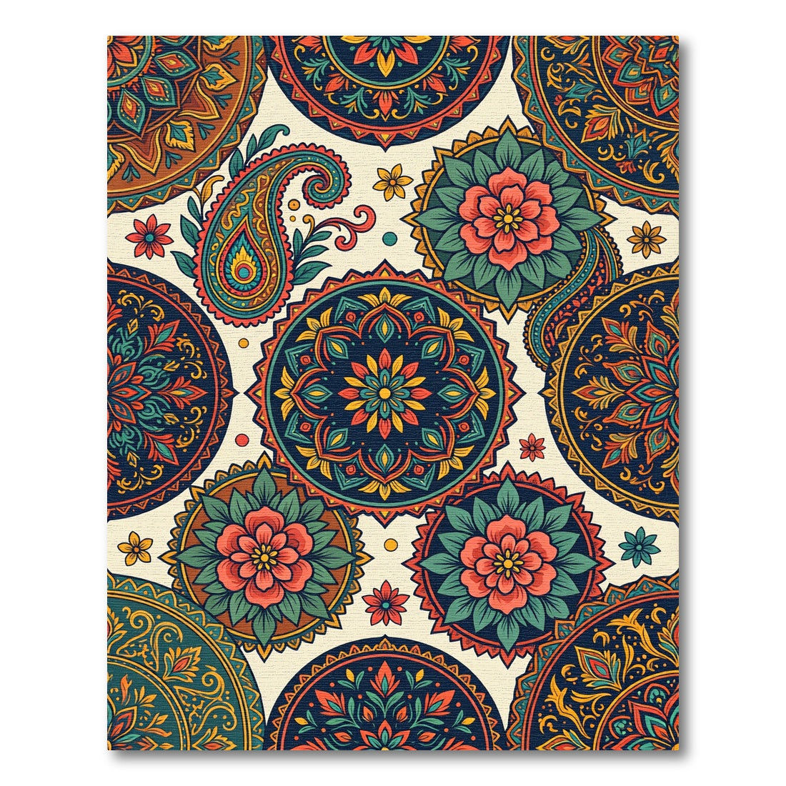Vibrant Paisley Mandala Burst Rug