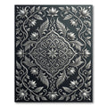 Elegant Silver Lotus Vine Relief Rug