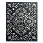 Elegant Silver Lotus Vine Relief Rug
