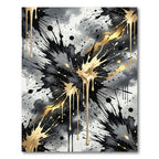 Black and Gold Abstract Ink Splash Rug