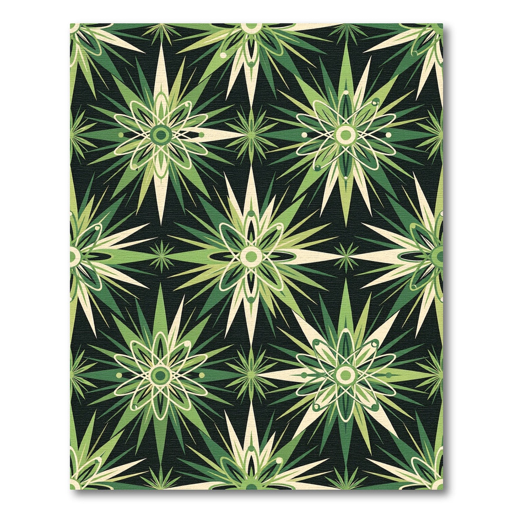 Mid-Century Modern Sage Starburst Geometric Rug