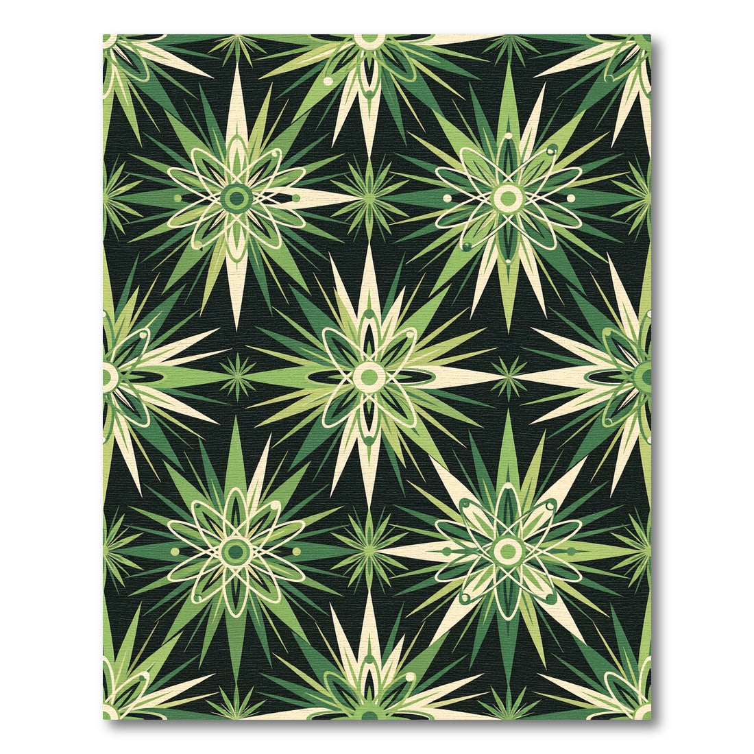 Mid-Century Modern Sage Starburst Geometric Rug
