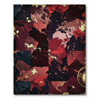 Crimson World Map Splatter Composition Rug