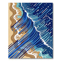 Abstract Oceanic Blue Wave Flow Rug