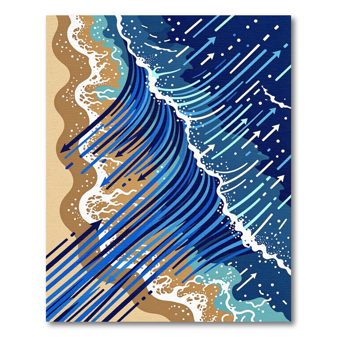 Abstract Oceanic Blue Wave Flow Rug