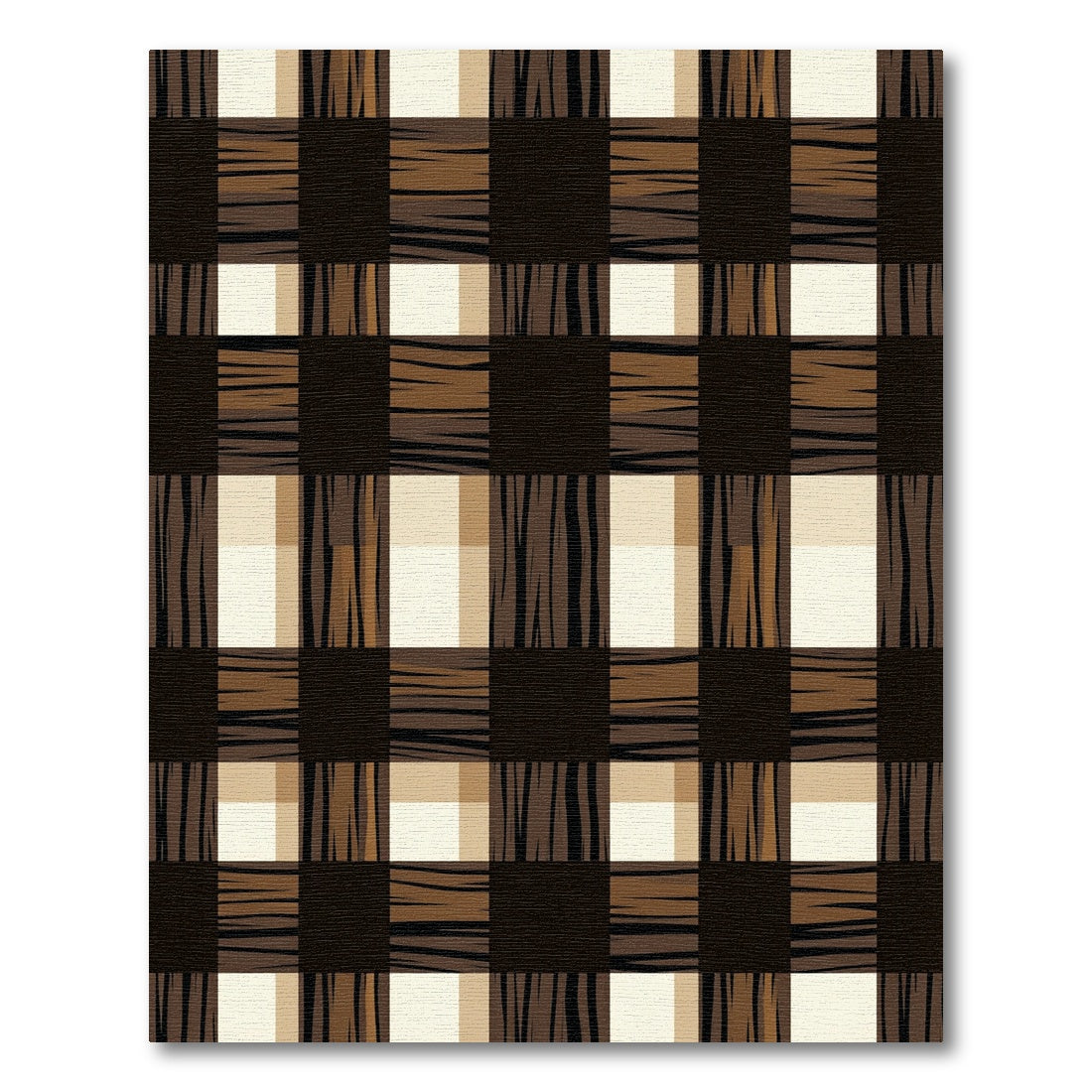 Brown Black Cream Gingham Checks Rug