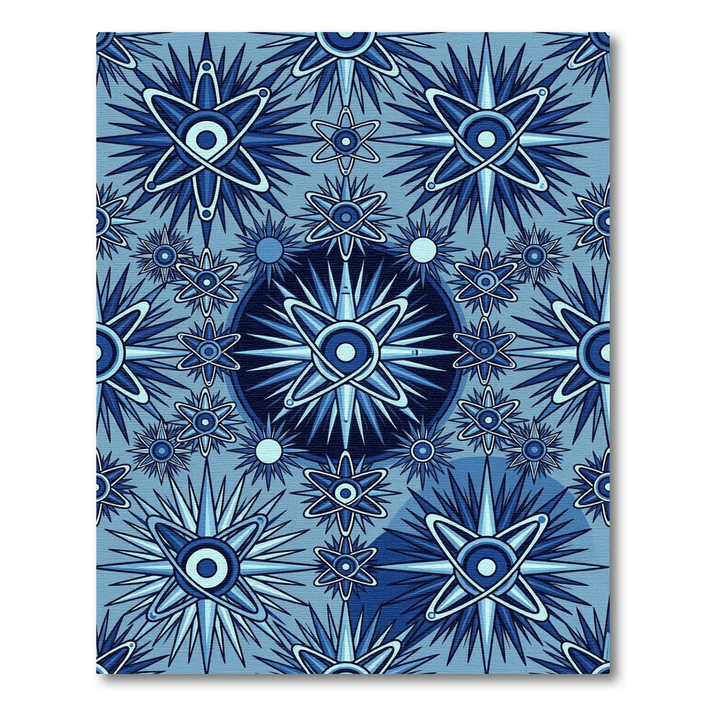 Deep Blue Starburst Geometric Rug