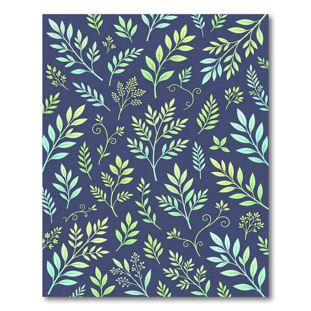 Botanical Sage Leaf Navy Background Rug