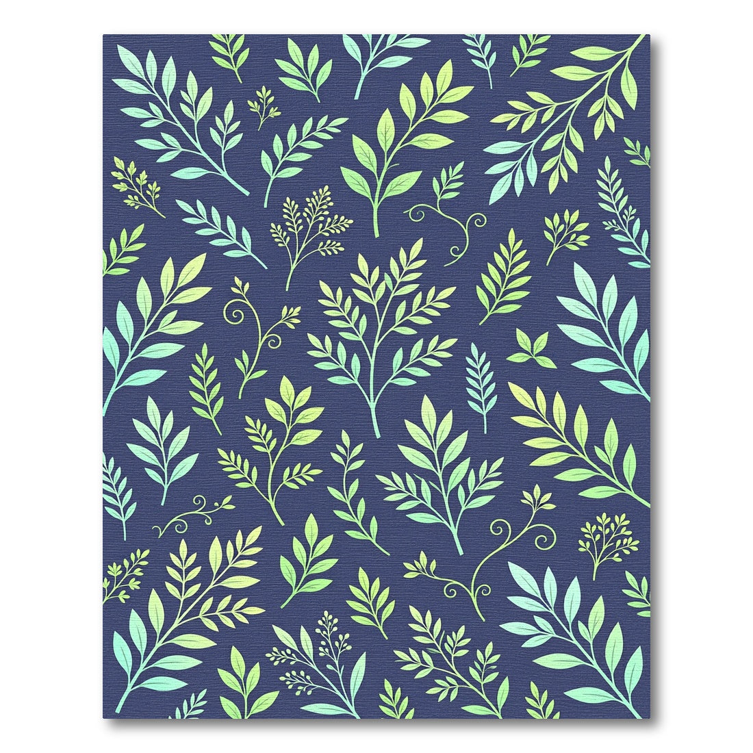 Botanical Sage Leaf Navy Background Rug