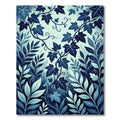 Deep Blue Leafy Vine Swirls Rug