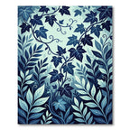 Deep Blue Leafy Vine Swirls Rug