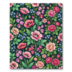 Vibrant Rose Poppy Sweet Pea Floral Rug