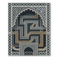 Dark Arched Geometric Gold Maze Rug