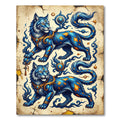 Celestial Azure Tiger Fantasy Illustration Rug