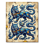Celestial Azure Tiger Fantasy Illustration Rug