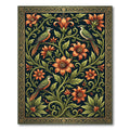 Ornate Emerald Green Floral Birdscape Rug