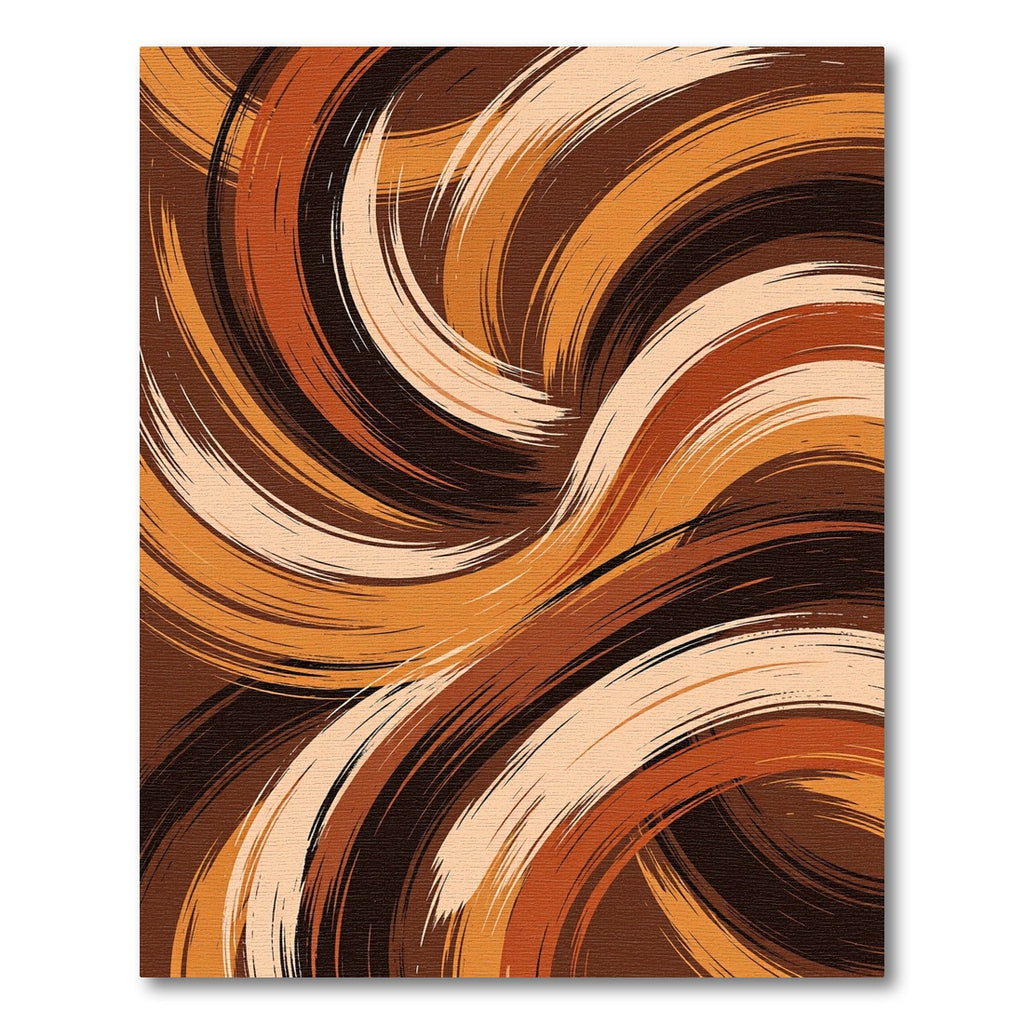 Abstract Earth Tone Swirling Curve Rug
