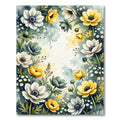 Watercolor Anemone Floral Meadow Art Rug