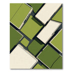 Abstract Geometric Sage Green Architectural Rug