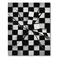 Cracked Black White Chessboard Squares Rug