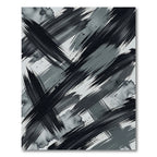 Abstract Monochrome Black Brush Stroke Art Rug