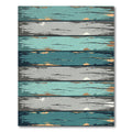 Distressed Wood Grain Teal Gray Rug