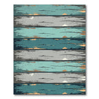 Distressed Wood Grain Teal Gray Rug