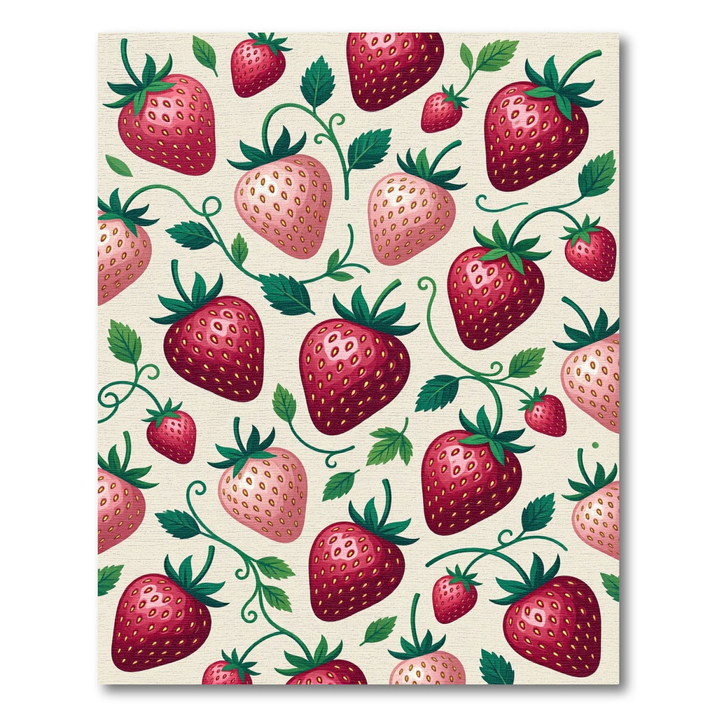 Vibrant Pink Strawberry Vine Pattern Rug
