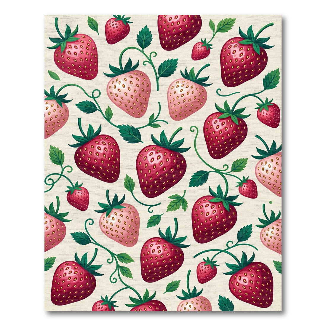 Vibrant Pink Strawberry Vine Pattern Rug