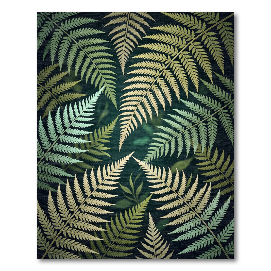 Lush Botanical Forest Fern Leaves Rug