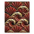 Crimson Gold Fan Wave Composition Rug