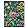 Whimsical Ladybug Garden Butterfly Dragonfly Rug