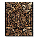 Ornate Gold Acanthus Leaf Scrollwork Rug