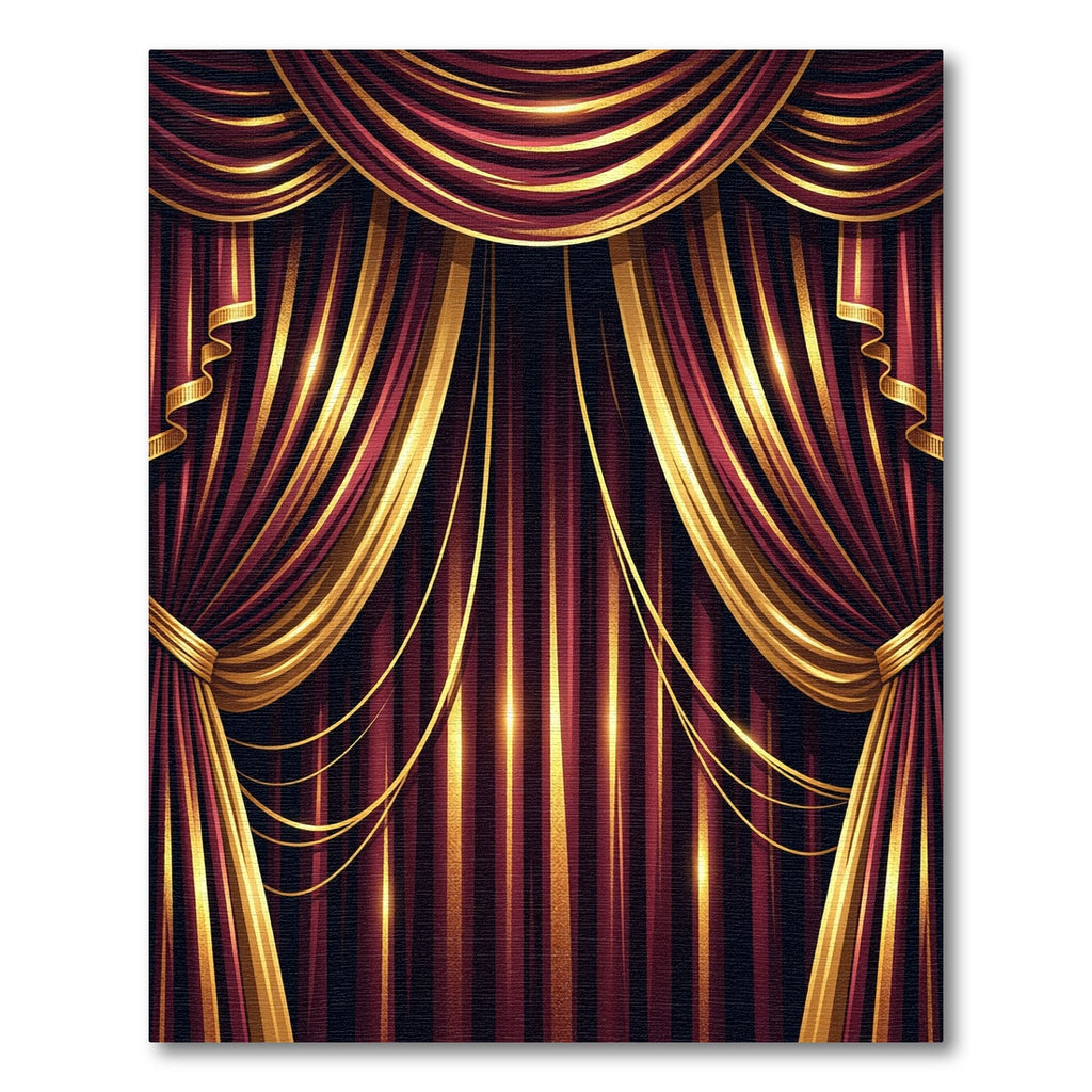 Rich Burgundy Gold Striped Velvet Drapes Rug