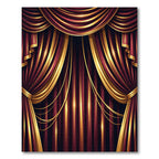 Rich Burgundy Gold Striped Velvet Drapes Rug