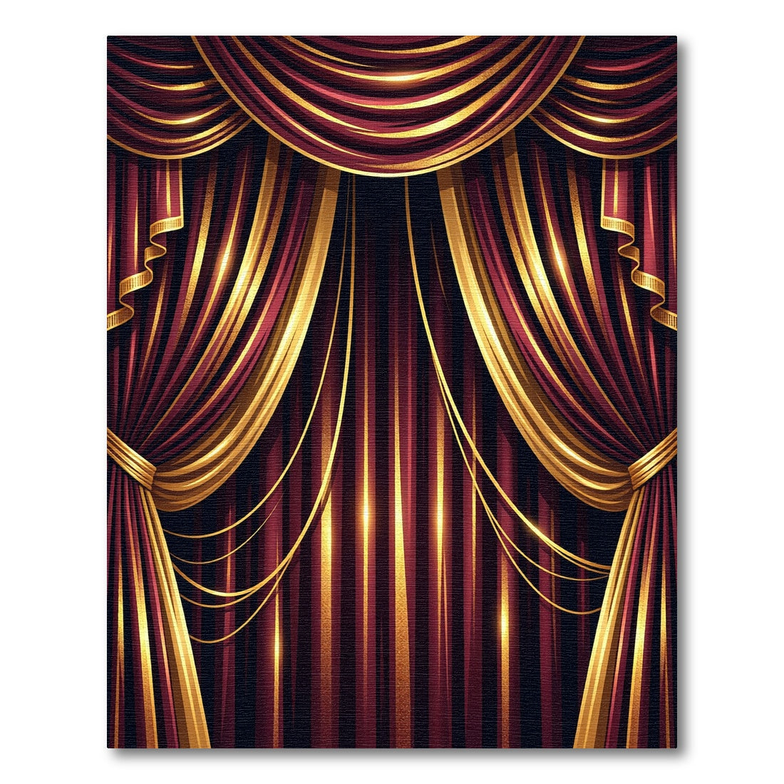 Rich Burgundy Gold Striped Velvet Drapes Rug