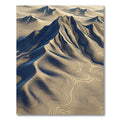 Topographic Navy and Sand Contour Landscape Rug