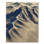 Topographic Navy and Sand Contour Landscape Rug
