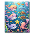Colorful Whimsical Undersea Creatures Ocean Scene Rug