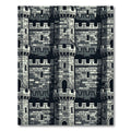 Monochrome Stone Fortress Tower Grid Rug