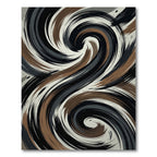 Abstract Swirl Brown Black White Rug