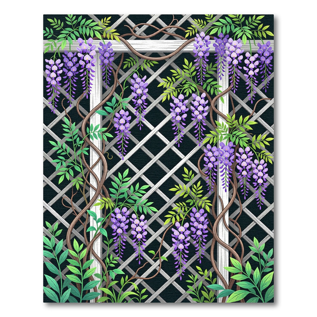 Wisteria Blossom Trellis Floral Art Rug