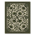 Green Scrollwork Floral Garden Rug