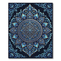Intricate Blue Golden Mandala Floral Rug