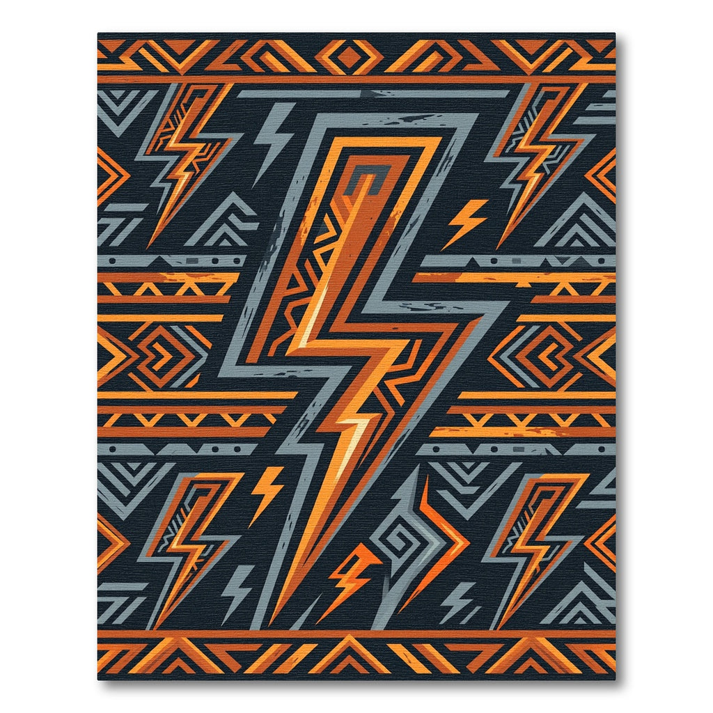 Bold Geometric Lightning Strike Orange Rug