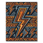 Bold Geometric Lightning Strike Orange Rug