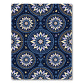 Celestial Blue Golden Floral Mandala Rug